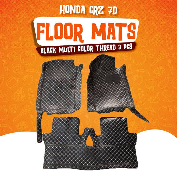 Honda CRZ 7D Floor Mats - Black - 3 Pcs Set - Model 2010-2018