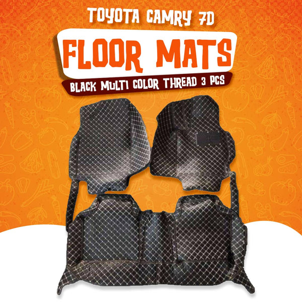 Toyota Camry 7D Floor Mats - Black - 3 Pcs Set - Model 2011-2018