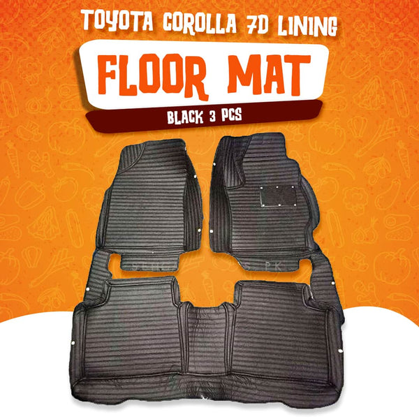 Toyota Corolla 7D Lining Floor Mat Black 3 Pcs - Model 2017-2021