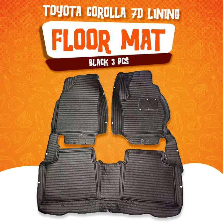 Toyota Corolla 7D Lining Floor Mat Black 3 Pcs - Model 2017-2021