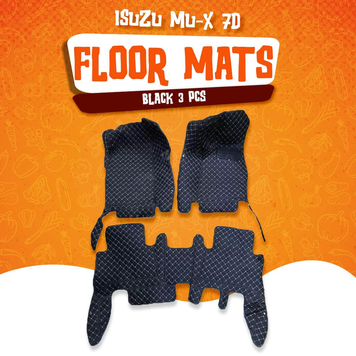 Isuzu MU-X 7D Floor Mats Black 3 Pcs - Model 2021-2022