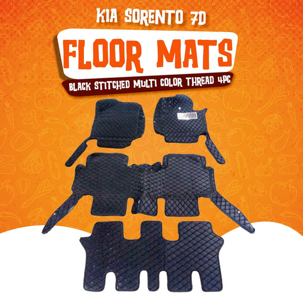 KIA Sorento 7D Floor Mats - Black - 4 Pcs - Model 2021-2025