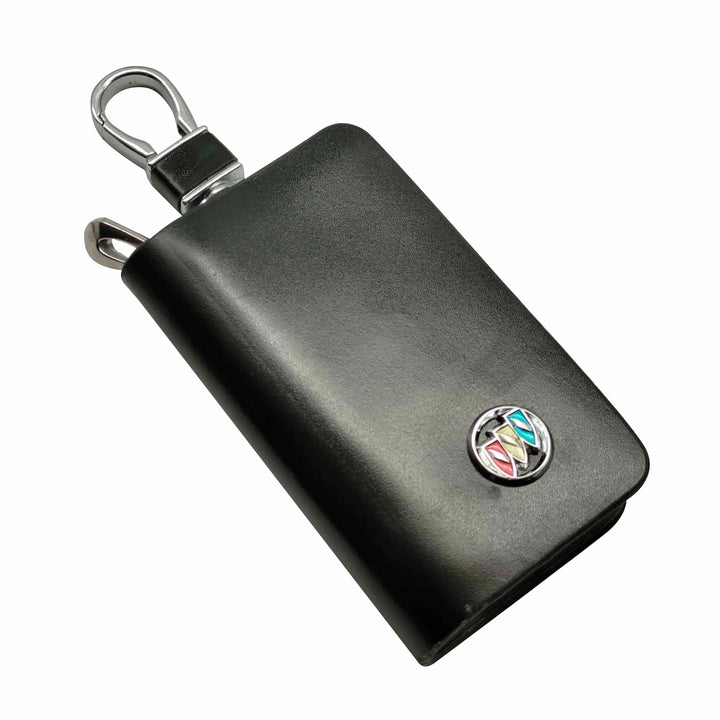 Buick Glossy Leather Key Cover Pouch Black With Keychain Ring