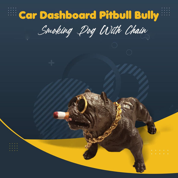 Car Dashboard Pitbull Bully Smoking Dog With Chain