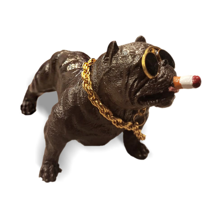 Car Dashboard Pitbull Bully Smoking Dog With Chain Multi