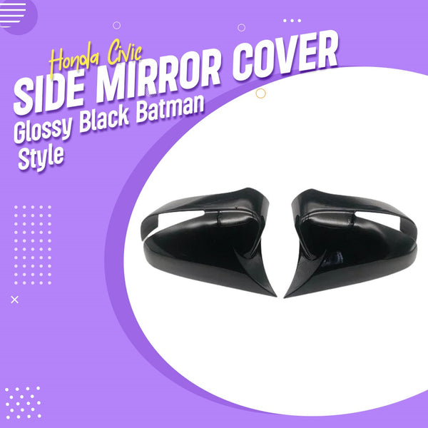 Honda Civic Side Mirror Cover Glossy Black Batman Style - Model 2006-2012