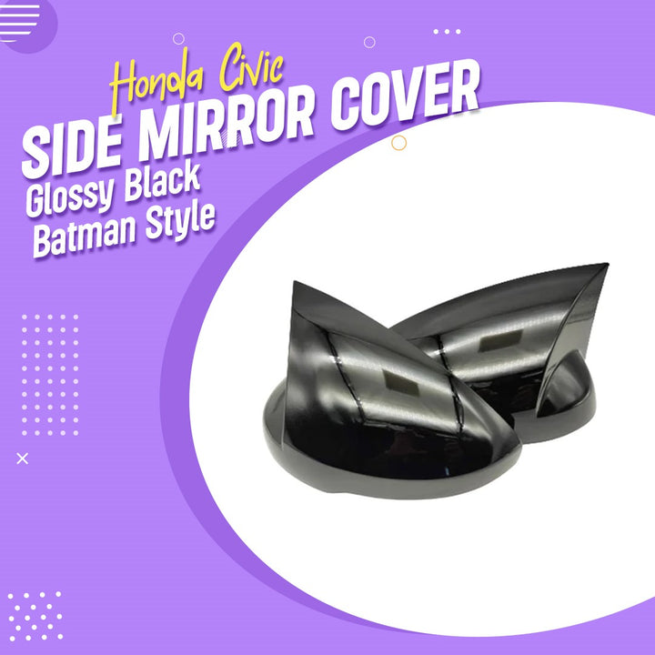 Honda Civic Side Mirror Cover Glossy Black Batman Style - Model 2022-2024