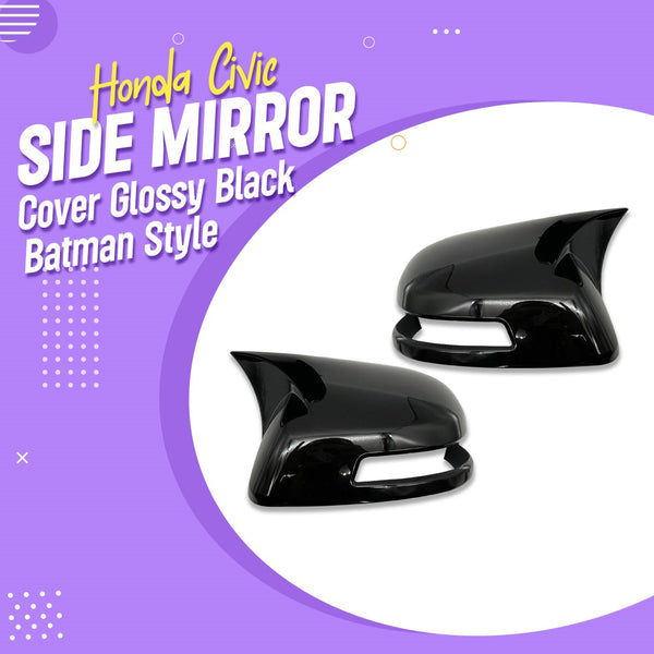 Honda Civic Side Mirror Cover Glossy Black Batman Style - Model  2012-2016