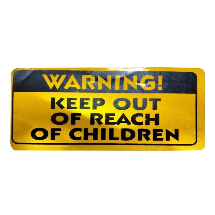 Keep Out Of Reach Of Children Warning Sticker Yellow