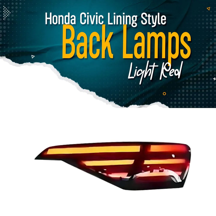 Honda Civic Lining Style Back Lamps Light Red - Model 2022-2024