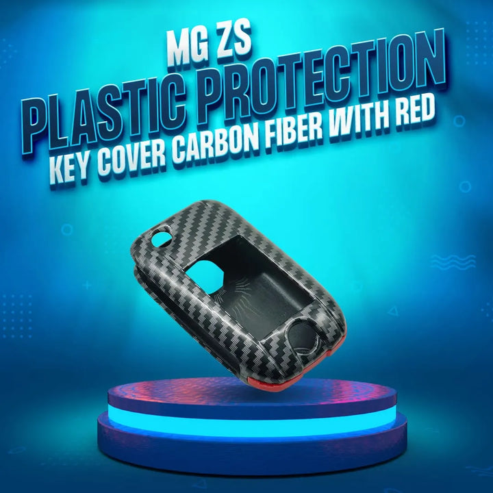 MG ZS Plastic Protection Key Cover Carbon Fiber With Red - Model 2020-2024