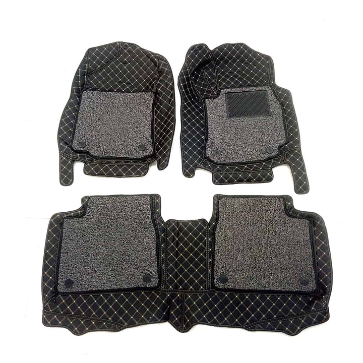 Toyota Corolla 9D Floor Mats Mix Thread Black With Grey Grass 3 Pcs - Model 2014-2021