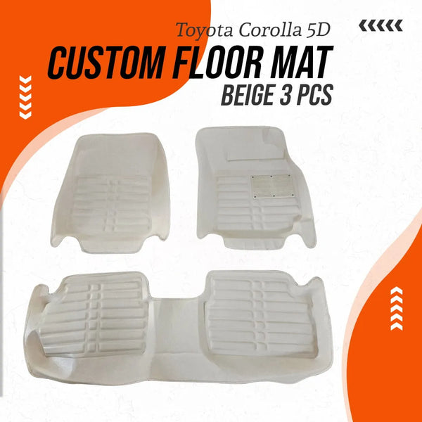 Toyota Corolla 5D Custom Floor Mat Beige 3 Pcs - Model 2008-2014