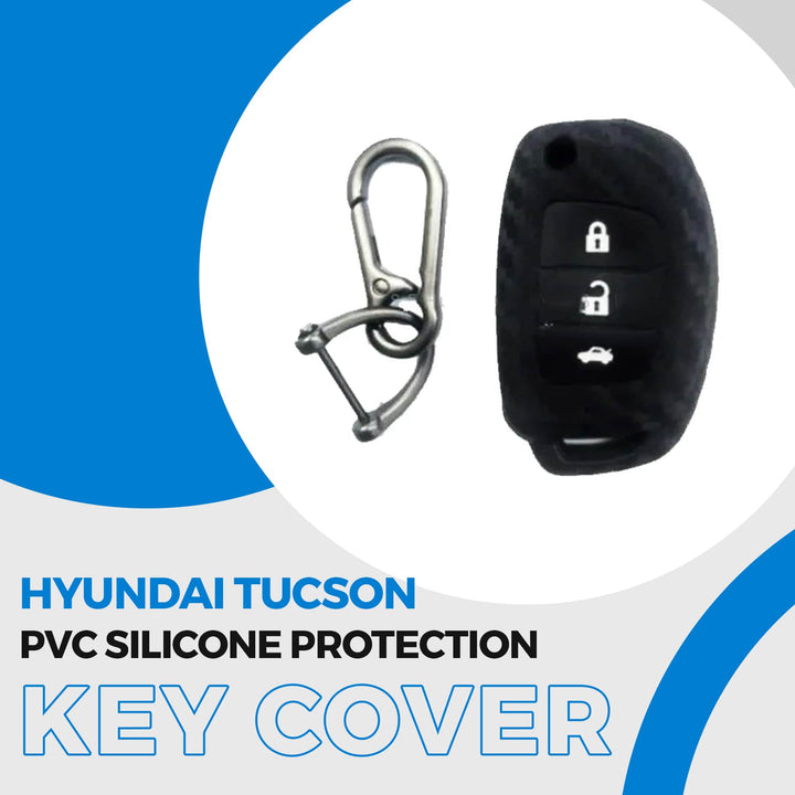 Hyundai Tucson PVC Silicone Protection Key Cover 3 Button With Keychain - Model 2020-2024