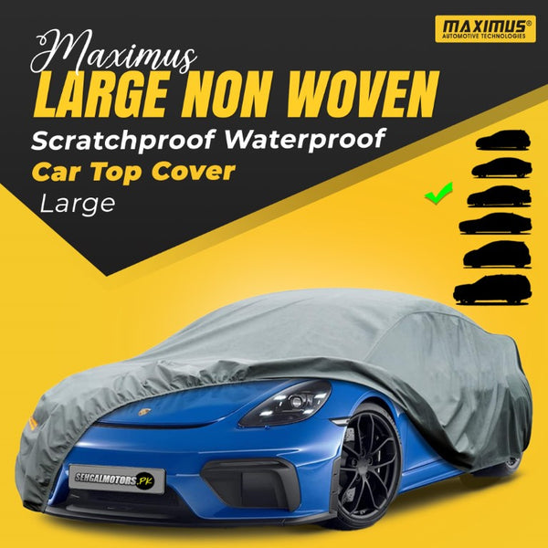 Maximus Large Non Woven Scratchproof Waterproof Car Top Cover - Large Sedan Size
