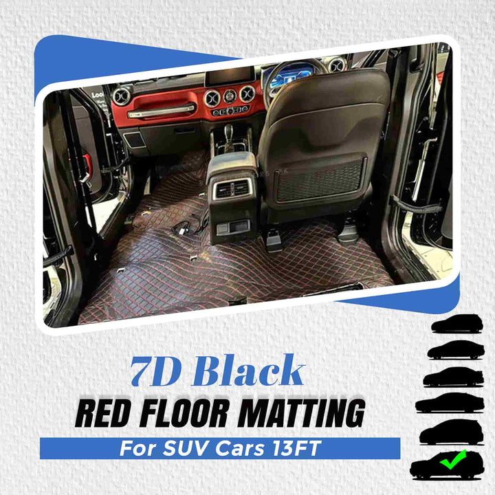 7D Black Red Floor Matting For SUV Cars 13FT