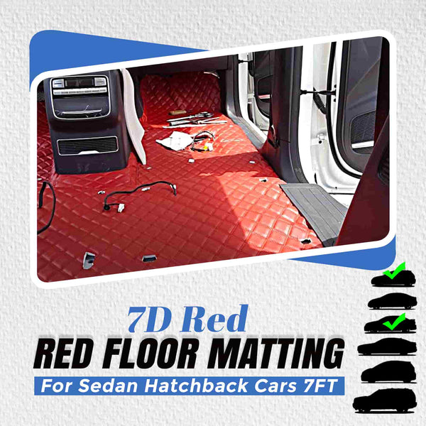 7D Red Red Floor Matting For Sedan Hatchback Cars 7FT