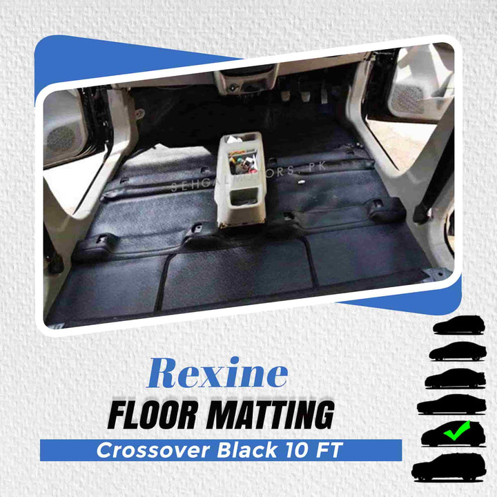 Rexine Floor Matting Crossover Black 10 FT