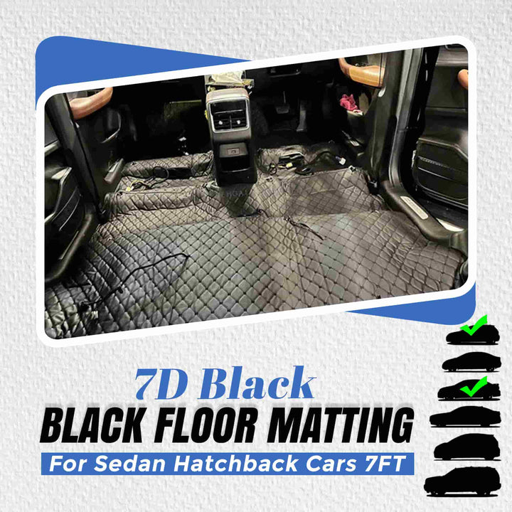 7D Black Black Floor Matting For Sedan Hatchback Cars 7FT