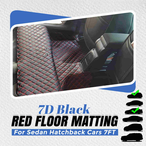 7D Black Red Floor Matting For Sedan Hatchback Cars 7FT