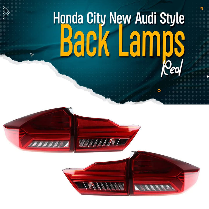 Honda City Audi Style Back Lamps Red - Model 2021-2024