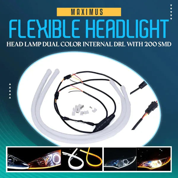 Maximus Flexible Headlight / Head Lamp Dual Color Internal DRL with 200 SMD