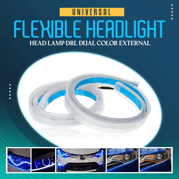 Universal Flexible Headlight/Head Lamp DRL Dual Color External