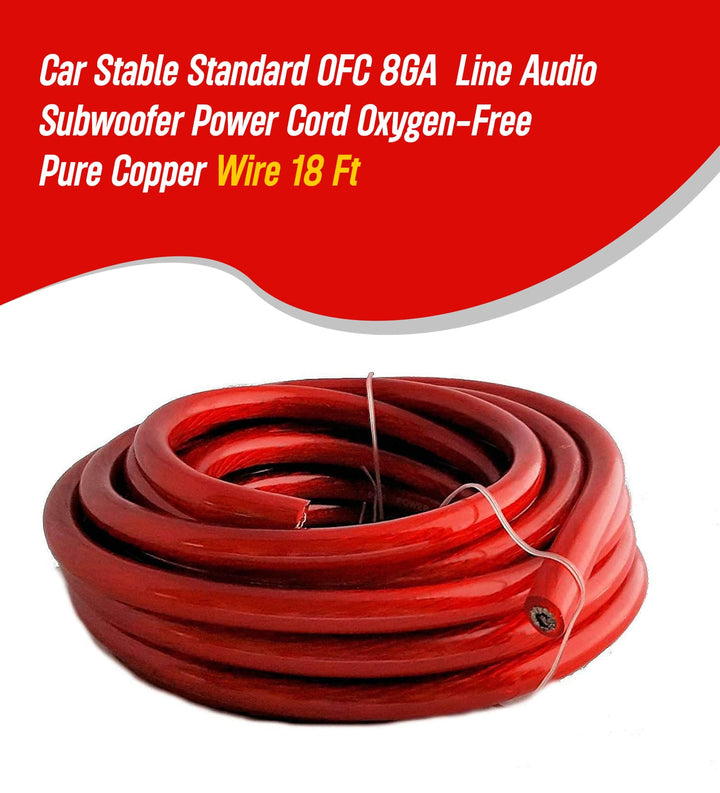Car Stable Standard OFC 8GA  Line Audio Subwoofer Power Cord Oxygen-Free Pure Copper Wire  18 Ft