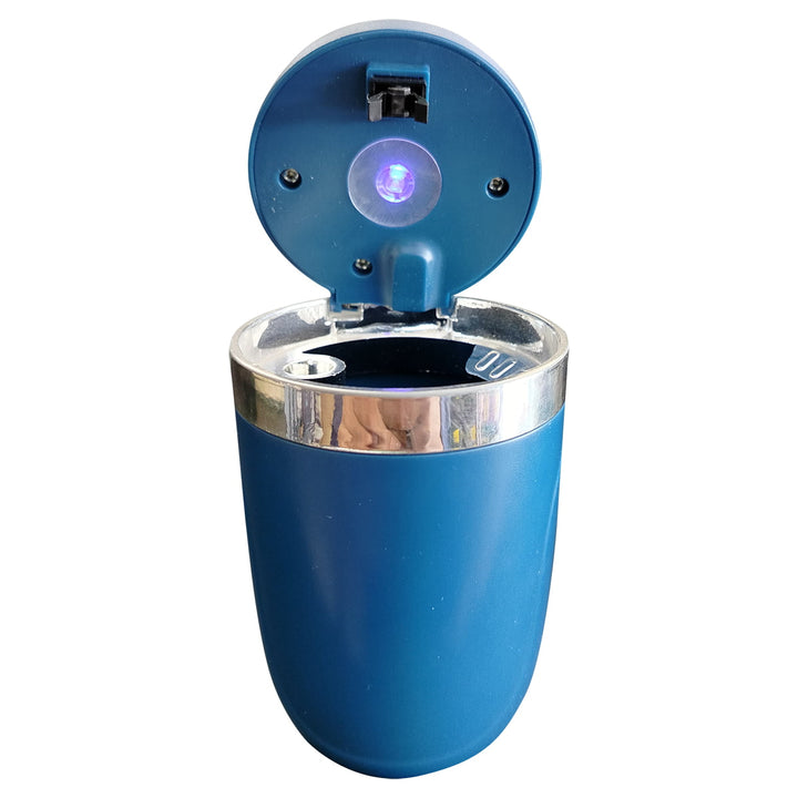 New Style Portable Car Ashtray With LED Blue And Chrome For Smokers