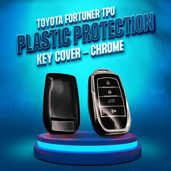 Toyota Fortuner TPU Plastic Protection Key Cover - Black with Chrome