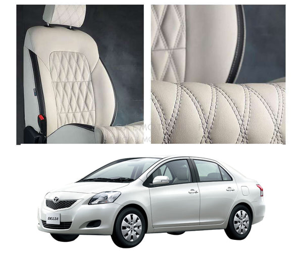 Toyota Belta Diamond Cut Beige Black Seat Covers - Model 2005-2012