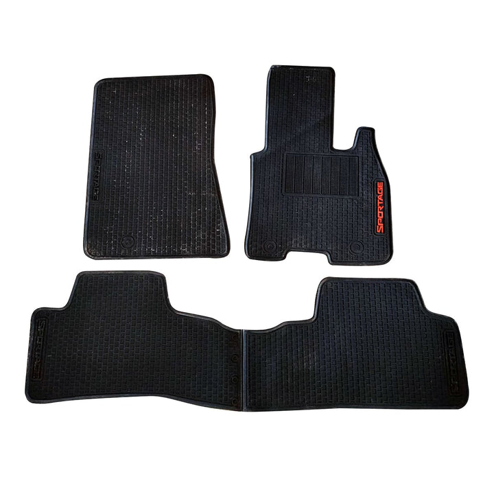 KIA Sportage Custom Fit PVC Rubber Floor Mat Black Mix Design 3 Pcs - Model 2019-2021