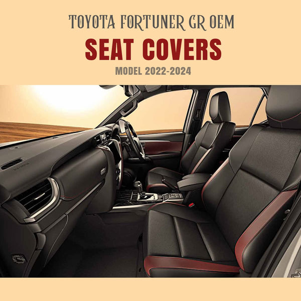 Toyota Fortuner Legender Style Black Red Seat Covers - Model 2016-2021