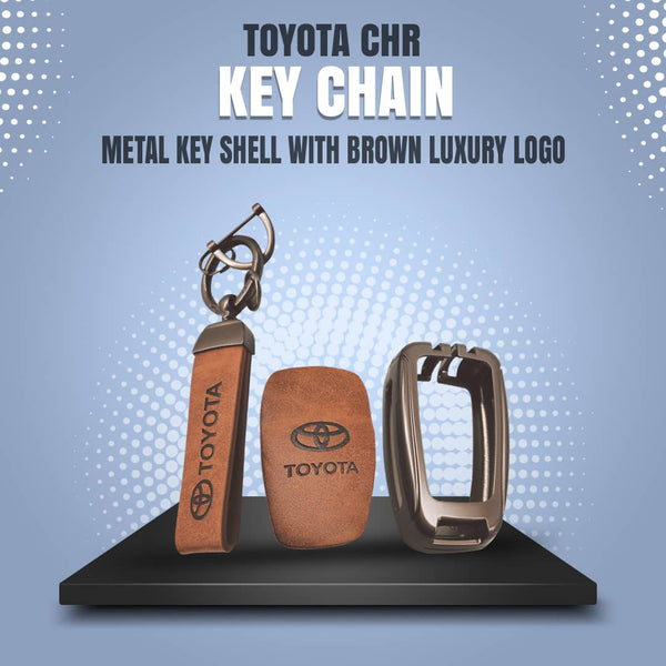 Toyota CHR Metal Key Shell Case Cover Brown With Logo