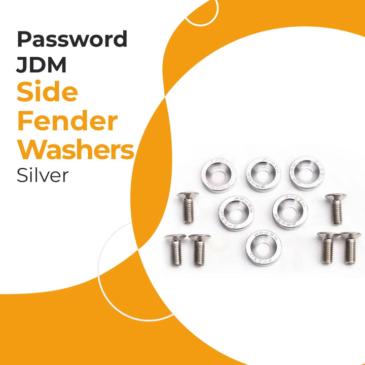 JDM Fender Washers Colorful Car Styling Universal Modification Password License Plate Bolts 6 pcs - Silver