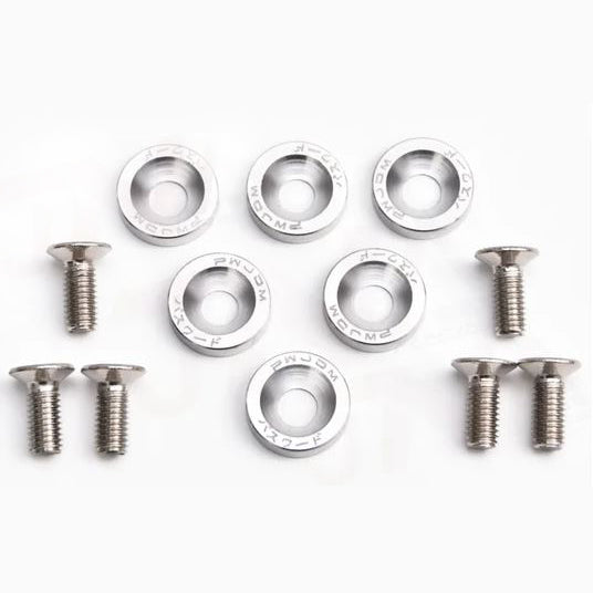 JDM Fender Washers Colorful Car Styling Universal Modification Password License Plate Bolts 6 pcs - Silver