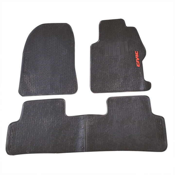 Honda Civic Custom Fit PVC Rubber Floor Mat Black Mix Design 3 Pcs - Model 2012-2016