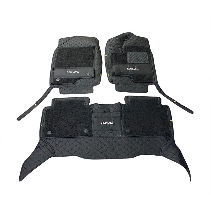 Haval Jolion 10D Floor Mats Mix Thread Black With Black Grass 3 Pcs - Model 2021-2024