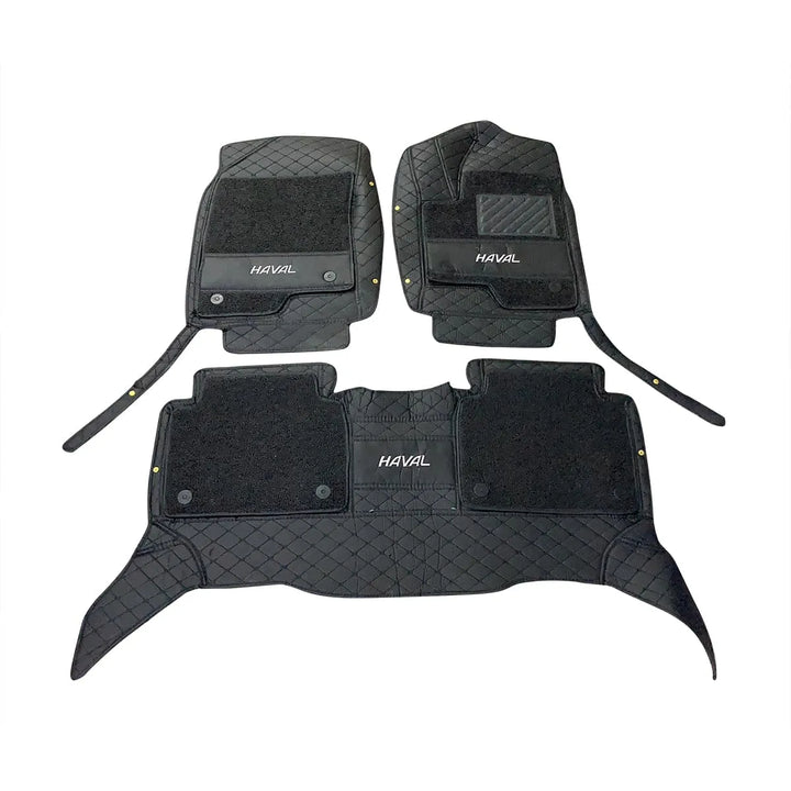 Haval Jolion 10D Floor Mats Mix Thread Black With Black Grass 3 Pcs - Model 2021-2024