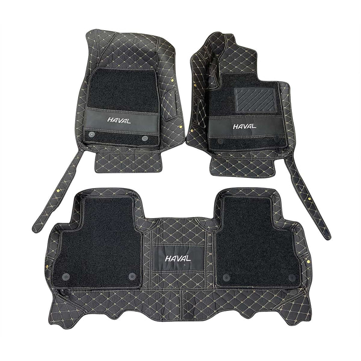 Haval H6 10D Floor Mats Mix Thread Black With Black Grass 3 Pcs - Model 2021-2024