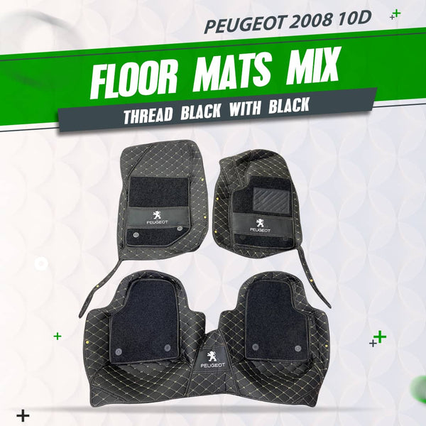 Peugeot 2008 10D Floor Mats Mix Thread Black With Black- Model 2022-2024