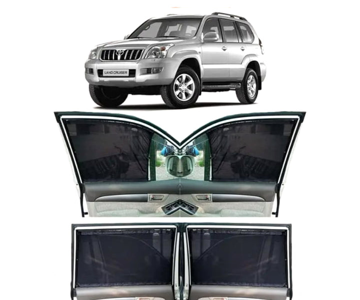 Toyota Prado FJ120 Retractable Curtains Custom Fit Sunshades- Model 2002-2008