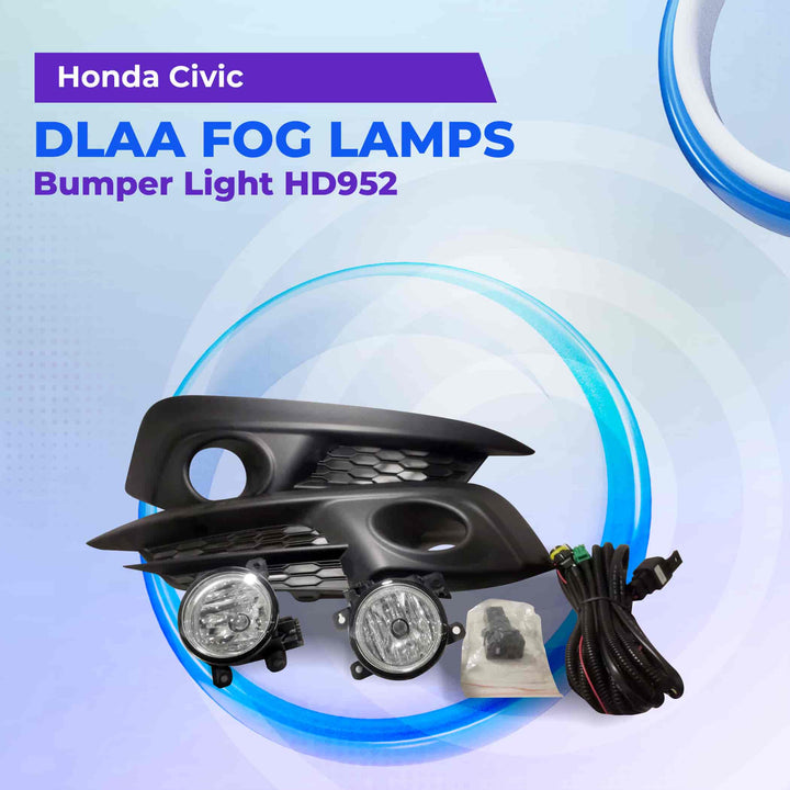 Honda Civic DLAA Fog Lamps Bumper Light Without Chrome HD952 - Model 2016-2021