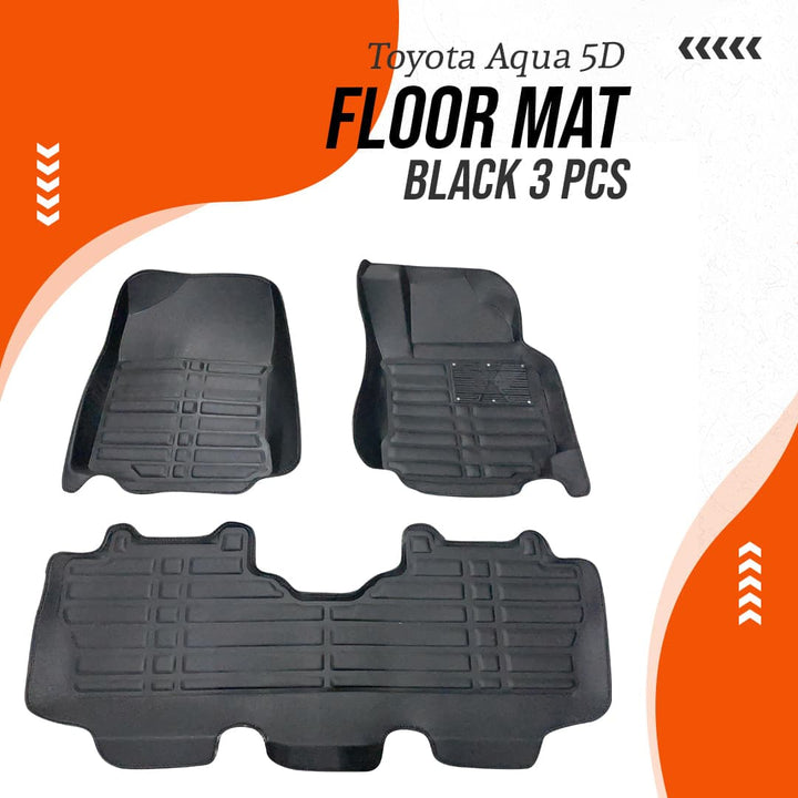 Toyota Aqua 5D Floor Mat Black 3 Pcs - Model 2012-2021