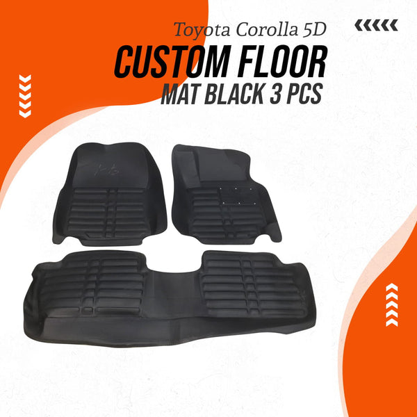 Toyota Corolla 5D Custom Floor Mat Black 3 Pcs - Model 2008-2014