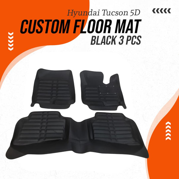 Hyundai Tucson 5D Custom Floor Mat Black 3 Pcs - Model 2020-2024