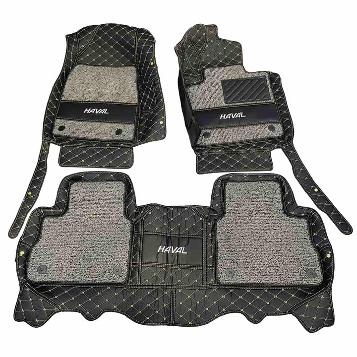 Haval H6 10D Floor Mats Mix Thread Black With Grey Grass 3 Pcs - Model 2021-2024