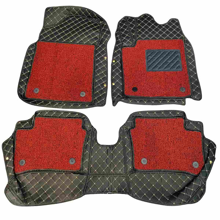 KIA Picanto 9D Floor Mats Mix Thread Black With Red Grass 3 Pcs - Model 2019-2024