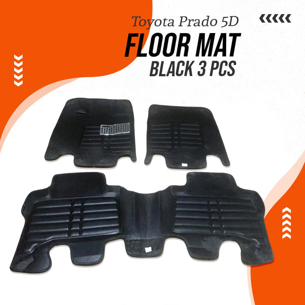 Toyota Prado 5D Floor Mat Black 3 Pcs - Model 2009-2021