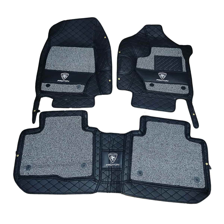 Proton X70 10D Floor Mats Mix Thread Black With Grey Grass 3 Pcs - Model 2021-2024